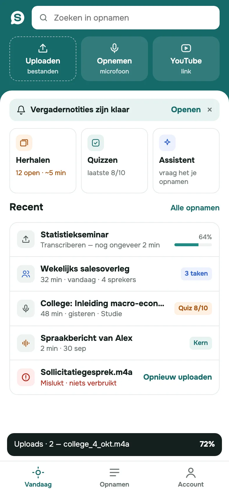 SozAI op iPhone: het beginscherm