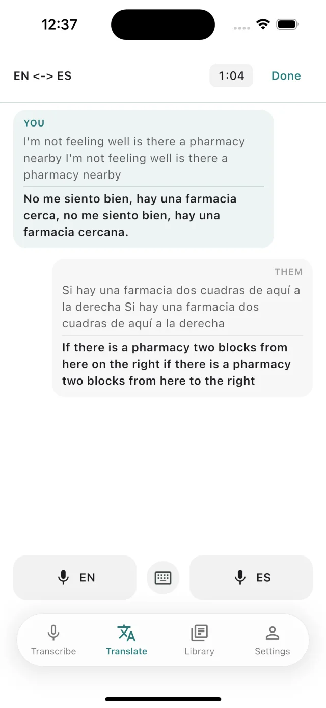 Live Conversation — Chat-bubble translation